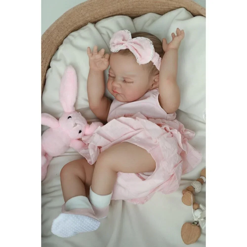 🆕20inch Soft Cloth Body Newborn Baby Doll Poseable Limbs Sleeping Doll Ava Girl